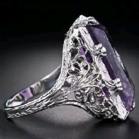 New Purple 5.2Ct amethyst women 925 silver ring - Picture 2 of 2